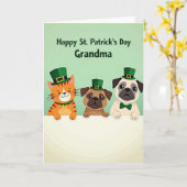 Grandma St Patricks Day Animal Card Kaart (Gele Bloem)