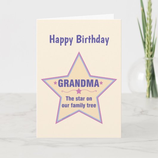 Grandma Star Birthday Card Kaart (Voorkant)
