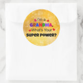 Grandma Super Power, populair design, Ronde Sticker (Tas)