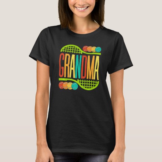 Grandma Tennis Racket Balls Sports Nana Mimi Women T-shirt (Voorkant)