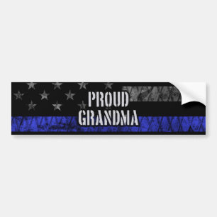 Grandma Thin Blue Line Disted Flag Bumpersticker