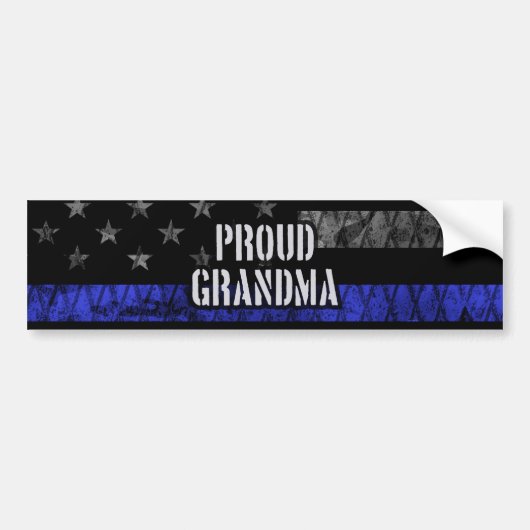 Grandma Thin Blue Line Disted Flag Bumpersticker (Voorkant)