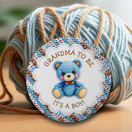 Grandma to be | Crochet Teddy Bear Baby Shower  Ronde Button 5,7 Cm