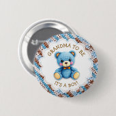 Grandma to be | Crochet Teddy Bear Baby Shower Ronde Button 5,7 Cm (Voorkant /achterkant)