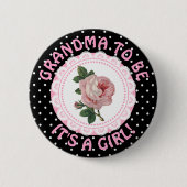 "Grandma To be"  Roos Baby shower Button (Voorkant)