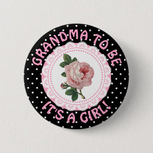 "Grandma To be"  Roos Baby shower Button
