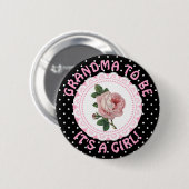 "Grandma To be"  Roos Baby shower Button (Voorkant /achterkant)