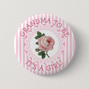 "Grandma To be"  Roos Baby shower Button