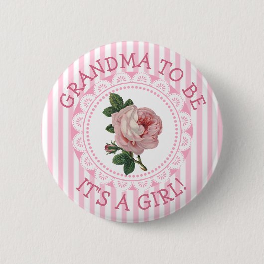 "Grandma To be"  Roos Baby shower Button (Voorkant)