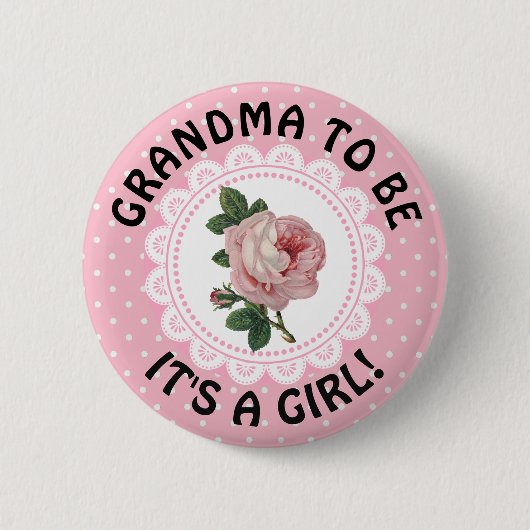 "Grandma To be" Roos Baby shower Button (Voorkant)