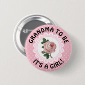 "Grandma To be" Roos Baby shower Button (Voorkant /achterkant)