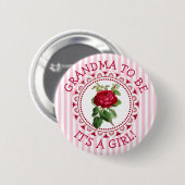 "Grandma To be"  Roos Baby shower Button (Voorkant /achterkant)