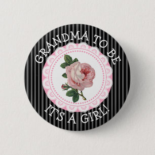 "Grandma To be"  Roos Baby shower Button