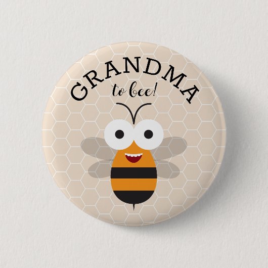 Grandma to Bee, Baby Shower Honey Bee Button (Voorkant)
