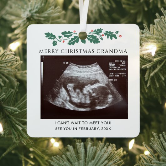 Grandma Ultrasound kerstbevruchting onthullen Metalen Ornament (Insitu)