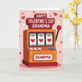 Grandma Valentines Day Jackpot Card Kaart (Gele Bloem)