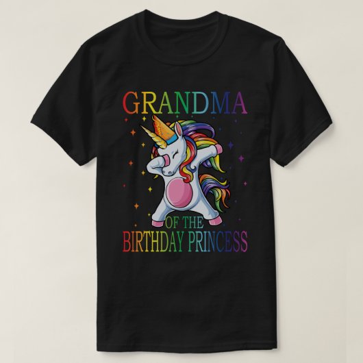 GRANDMA van de Birthday Princess Unicorn T-shirt (Design voorkant)