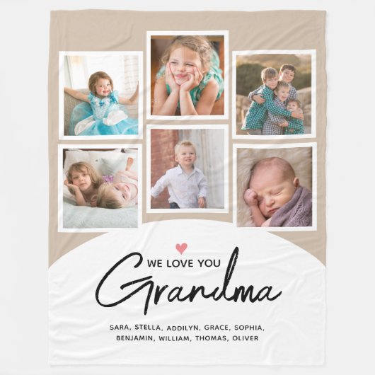Grandma we houden van je 6 Fotoscriptantenne Fleece Deken (Voorkant)