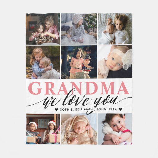 Grandma we houden van je foto Collage Fleece Deken (Voorkant)