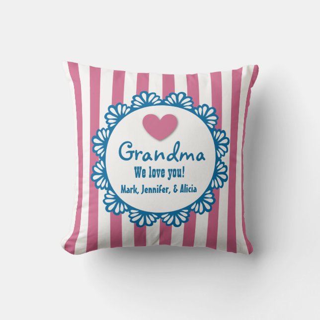 GRANDMA We houden van je met hart en strepen B03 Kussen (Voorkant)