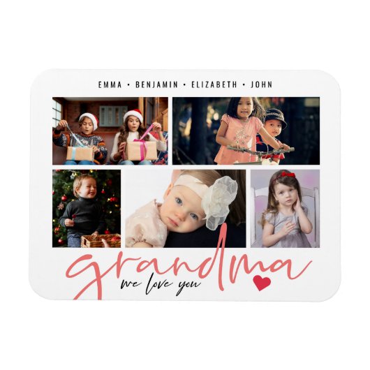 Grandma we houden van je moderne fotocollage magneet (Horizontaal)