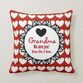 GRANDMA We houden van je RED Hearts Lace Pattern E Kussen