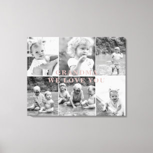 Grandma we houden van je zes foto's Collage Canvas Afdruk
