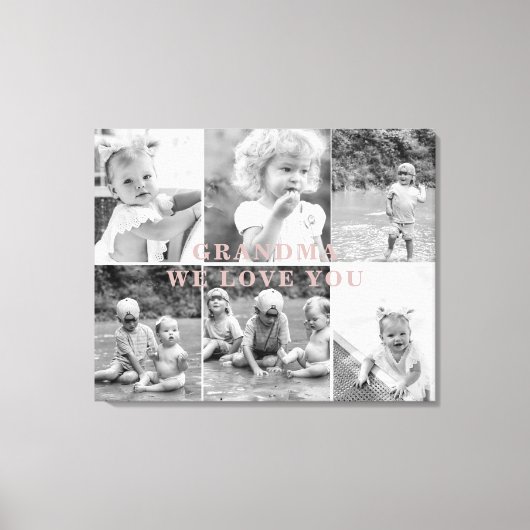 Grandma we houden van je zes foto's Collage Canvas Afdruk (Voorkant)