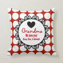 GRANDMA We houden van RED STIPPEN Lace Pattern E03 Kussen