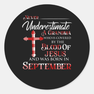 Grandma Who is Covered By The Blood Of Jesus Ronde Sticker