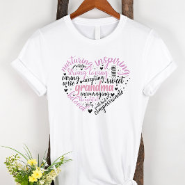 Grandma Word Cloud Pink Heart T-shirt