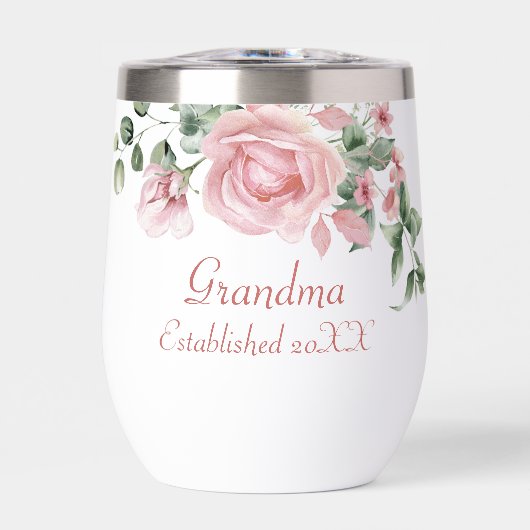 Grandma Year Established Custom Pink Roses  (Voorkant)