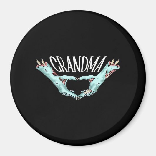 Grandma Zombie Hand Heart Halloween Costume Famili Magneet (Voorkant)