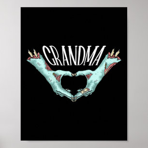 Grandma Zombie Hand Heart Halloween Costume Famili Poster