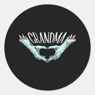 Grandma Zombie Hand Heart Halloween Costume Famili Ronde Sticker