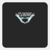 Grandma Zombie Hand Heart Halloween Costume Famili Vierkante Sticker (Voorkant)