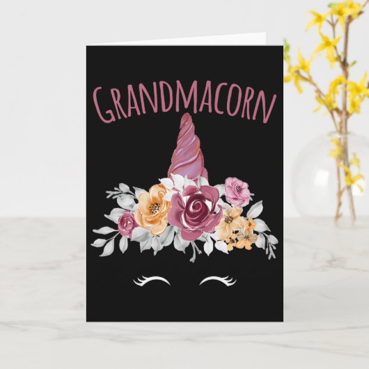 Grandmacorn Unicorn Grandma Premium  Kaart (Gele Bloem)
