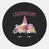 Grandmacorn Unicorn Grandma Premium  Ronde Sticker (Voorkant)