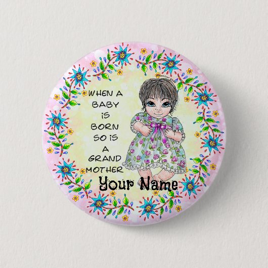 Grandmas Baby Girl Ronde Button 5,7 Cm (Voorkant)