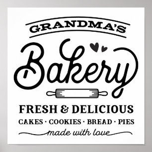 Grandma's Bakery Sign Poster