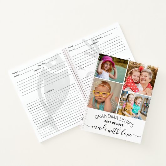Grandma's Best Recipes Cookbook 5 Foto Collage Notitieboek (Binnen)