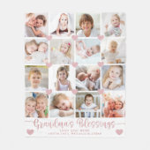 Grandmas Blessings 16 Foto roze Hearts White Fleece Deken (Voorkant)