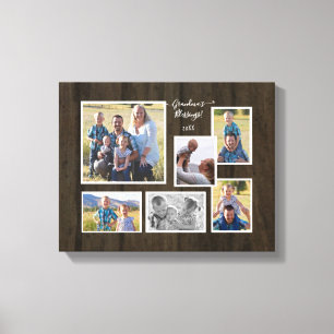 Grandmas Blessings Family Photo Collage Script Canvas Afdruk