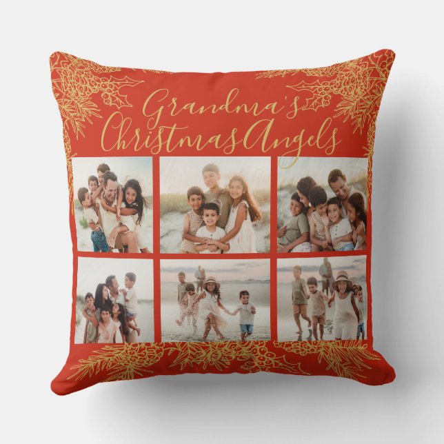 Grandma's Christmas Custom Elegant Photo Collage Kussen (Achterkant)