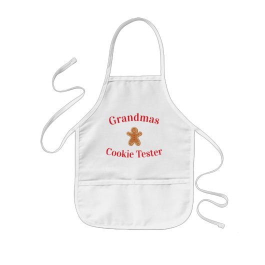 Grandmas Cookie Tester Gingerbread Man Apron Kinder Schort (Voorkant)