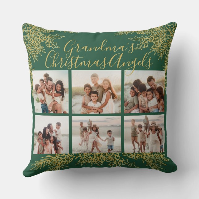 Grandma's Custom Elegant Christmas Photo Collage Kussen (Achterkant)