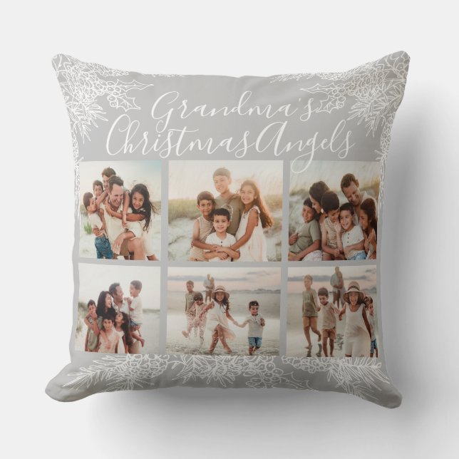 Grandma's Custom Elegant Christmas Photo Collage Kussen (Voorkant)