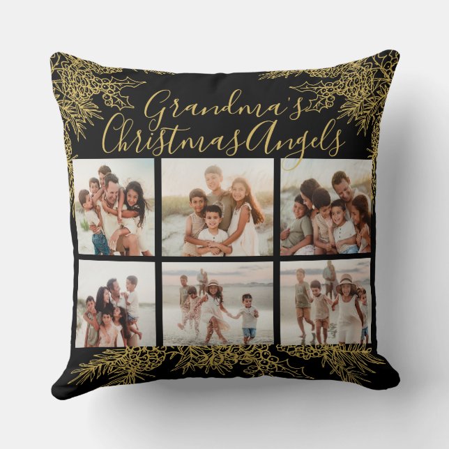 Grandma's Custom Elegant Christmas Photo Collage Kussen (Achterkant)