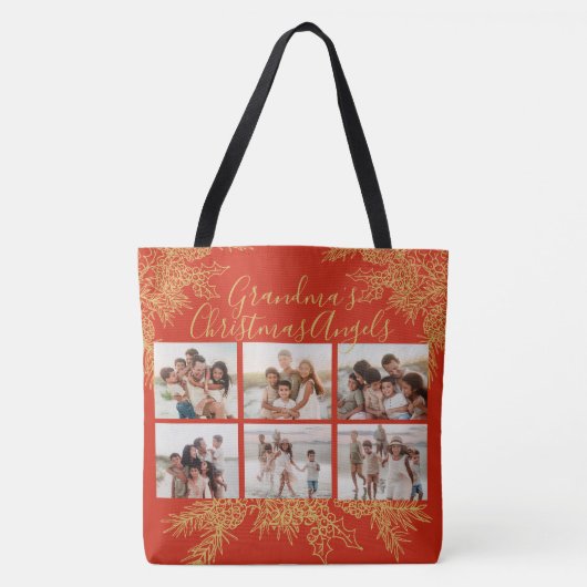 Grandma's Elegant Custom Christmas Photo Collage Tote Bag (Voorkant)