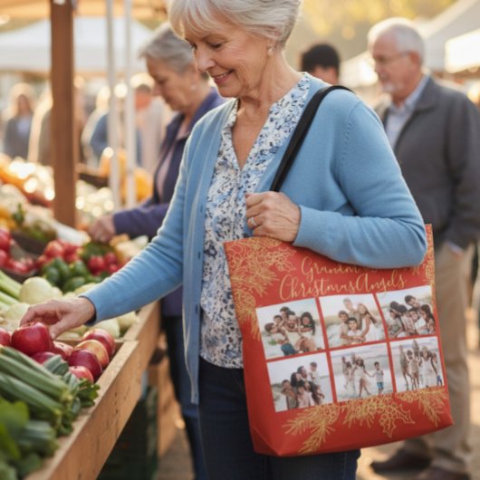 Grandma's Elegant Custom Christmas Photo Collage Tote Bag